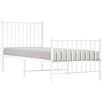 vidaXL Cadre de lit métal sans matelas avec pied de lit blanc 75x190cm