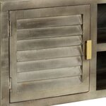 vidaXL Meuble TV Bois solide de manguier Gris avec laiton 110x30x48 cm