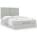 vidaXL Cadre de lit ottoman et matelas gris clair 140x190 velours