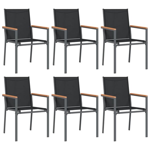 vidaXL Chaises de jardin lot de 6 noir 55x61 5x90cm textilène et acier