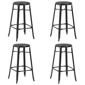 vidaXL Tabourets de bar lot de 4 noir acier