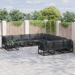 vidaXL Ensemble de canapé de jardin 12 Pièces Noir 70 x 70 x 32 cm