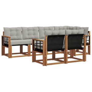 vidaXL Ensemble de canapés d'extérieur 7 pc Gris Naturel et Clair