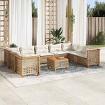 vidaXL Salon de jardin avec coussins 10 Pièces beige résine tressée