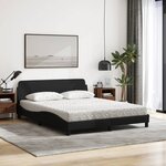 vidaXL Lit avec matelas Dover noir 160x200 cm tissu