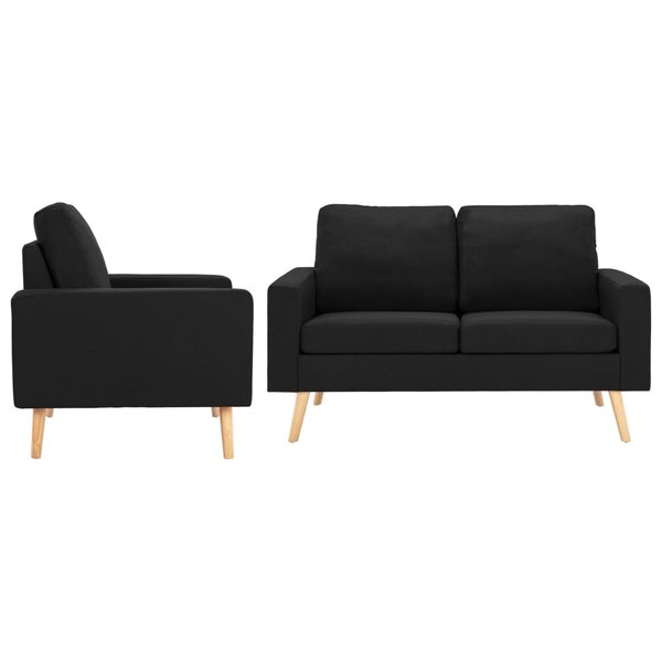 vidaXL Ensemble de canapés 2 Pièces Tissu Noir