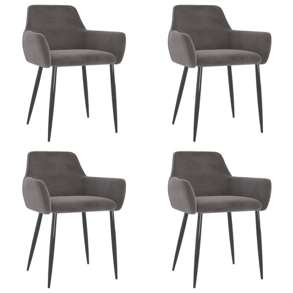 vidaXL Chaises à manger lot de 4 Gris foncé Velours