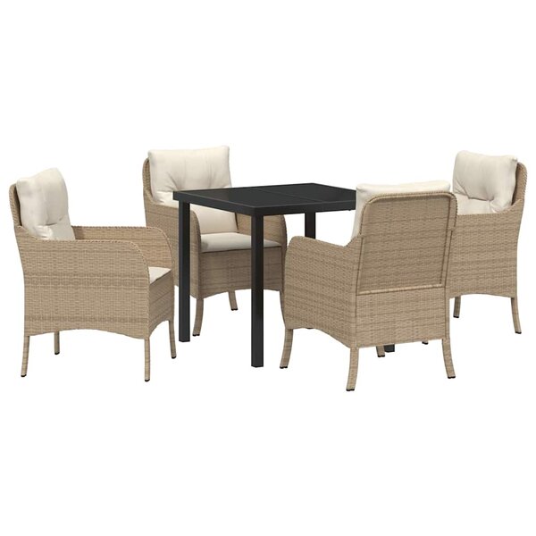 vidaXL Ensemble de salle à manger pour jardin 5 Pièces Beige Poly rotin