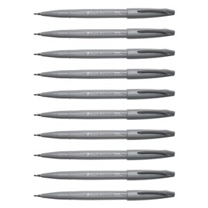 Stylo feutre Brush Sign Pen SES15 pointe pinceau flexible gris x 10 PENTEL