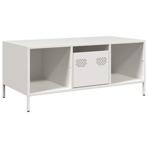 vidaXL Table basse blanc 101 5x50x43 5 cm acier laminé à froid