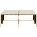vidaXL Tabourets de jardin avec coussins lot de 4 beige résine tressée