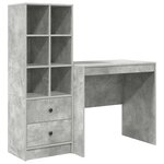 vidaXL Bureau avec tiroir 2 Pièces Gris béton