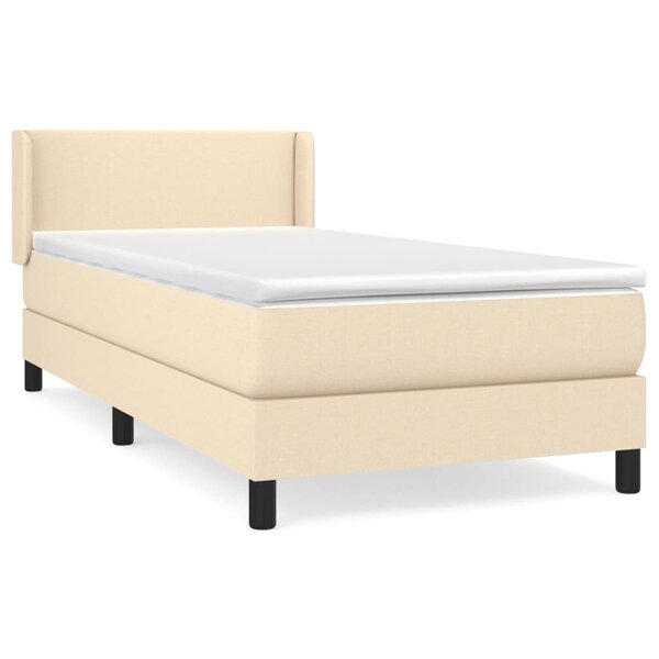 vidaXL Sommier à lattes de lit avec matelas Crème 140x190 cm Tissu
