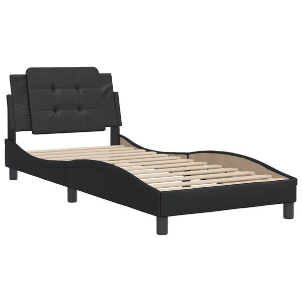 vidaXL Cadre de lit avec tête de lit Noir 90x200 cm Similicuir