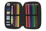 Plumier à 2 compartiments avec contenu Sunset  noir et vert