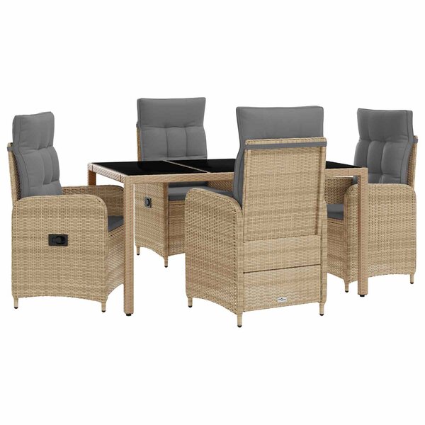 vidaXL Ensemble de repas extérieur 5 Pièces Beige et Gris clair