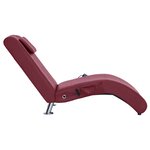 vidaXL Chaise longue de massage et oreiller Rouge bordeaux Similicuir