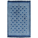 vidaXL Tapis Kilim Coton 120 x 180 cm avec motif Bleu