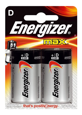 Energizer Max 2 piles 9V alcalines D/LR20 (lot de 4)