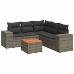 vidaXL Salon de jardin 6 Pièces avec coussins gris résine tressée