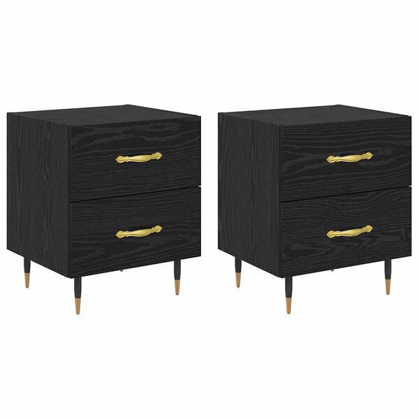 vidaXL Cabinet de chevet 2 Pièces Chêne noir 40 x 35 x 47.5 cm