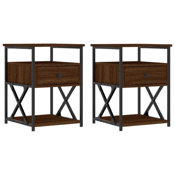 vidaXL Tables de chevet 2Pièces chêne marron 40x42x55cm bois d'ingénierie