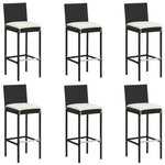 vidaXL Ensemble de bar de jardin 7 Pièces et coussins Résine tressée Noir