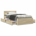 vidaXL Cadre de lit et tête de lit sans matelas chêne sonoma 90x190 cm