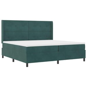 vidaXL Lit à Ressorts avec Matelas LED Vert foncé 200 x 200 cm Velours