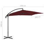 vidaXL Parasol de jardin en porte-à-faux mât en acier rouge bordeaux