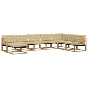 vidaXL Ensemble de canapés d'extérieur 8 Pièces Blanc et Beige