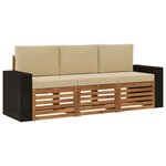 vidaXL Ensembles de canapés avec coussin 3 Pièces Bois d'Acacia Massif