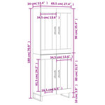 vidaXL Buffet haut Blanc 69 5x34x180 cm Bois d'ingénierie