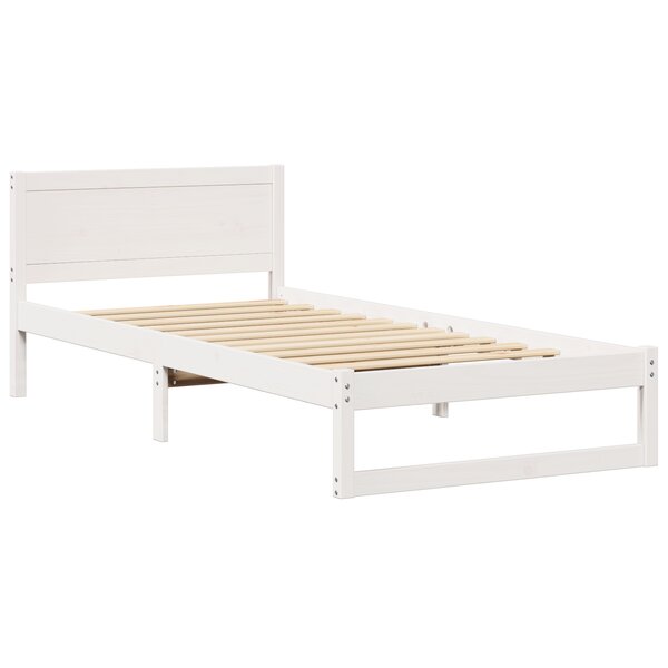 vidaXL Cadre de lit Blanc Bois de pin Taille simple Solide