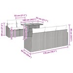 vidaXL Ensemble de repas de jardin 7 pièces avec coussins gris en rattan poly et acacia