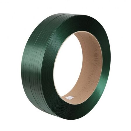 1x feuillard polyester haute résistance vert - 15,5 x 0,6 mm x 2000 m x ø 406 mm
