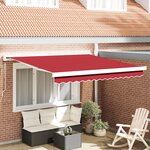 vidaXL Auvent rétractable manuel rouge 350x250 cm