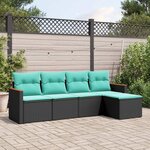 vidaXL Salon de jardin 5 Pièces avec coussins noir résine tressée