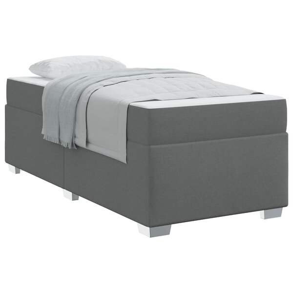 vidaXL Cadre de lit avec matelas Gris foncé 90 x 200 cm tissu