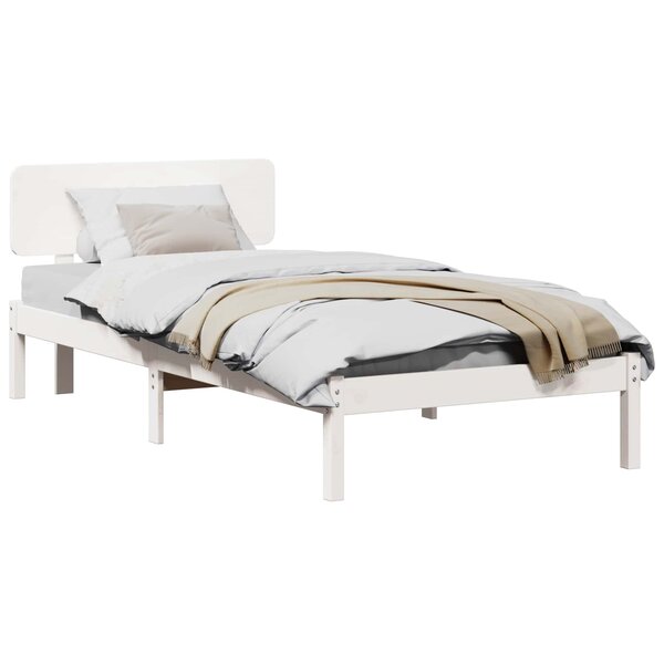 vidaXL Cadre de lit avec tête de lit Blanc 75 x 190 cm Pin massif