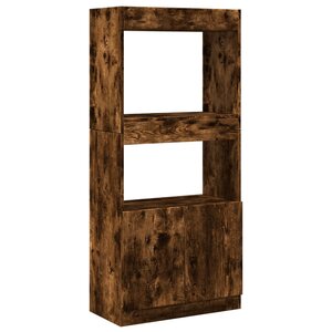 vidaXL Buffet haut chêne fumé 63x33x140 cm bois d'ingénierie