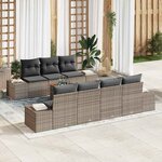 vidaXL Ensemble de canapé de jardin avec coussin 8 Pièces Gris Poly rotin