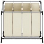 vidaXL Trieuse à linge avec 4 sacs Crème Acier