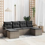 vidaXL Ensemble de canapé de jardin avec coussin 6 Pièces Gris