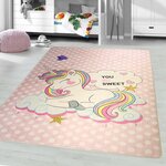 Tapis enfant LICORNE SWEET 80 x 150 cm - Rose