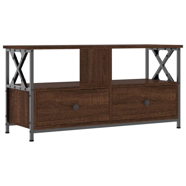 vidaXL Meuble TV chêne marron 90x33x45 cm bois d'ingénierie et fer