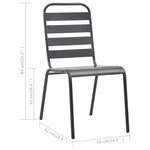 vidaXL Chaises empilables de d'extérieur lot de 2 Acier Gris