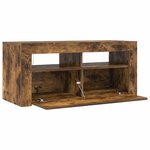 vidaXL Meuble TV avec lumières LED Chêne fumé 90x35x40 cm