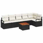 vidaXL Ensemble de canapé de jardin 7 Pièces Noir  blanc