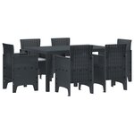 vidaXL Ensemble de Salle à Manger de Jardin 7 Pièces Anthracite Osier PE